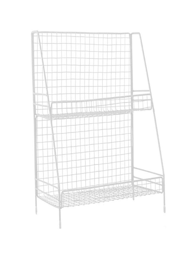 INDIAN DECOR White 2-Tier Metal Wire Basket Storage Organiser Rack for Kitchenware, Bathroom Cans, Foods Spice, Office - Image 1